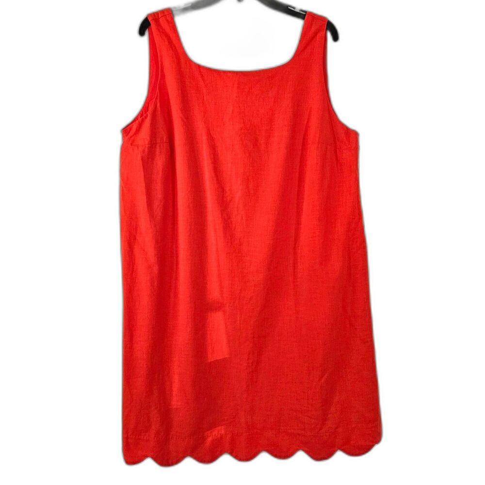 KATE SPADE Target Orange Red Scalloped Hem Shift Dress Large NWT